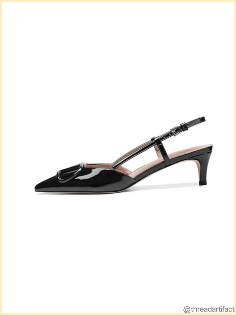 Women Studded Buckle Slingback Pumps Kitten Heel Pointed Toe Formal Dress Shoes
